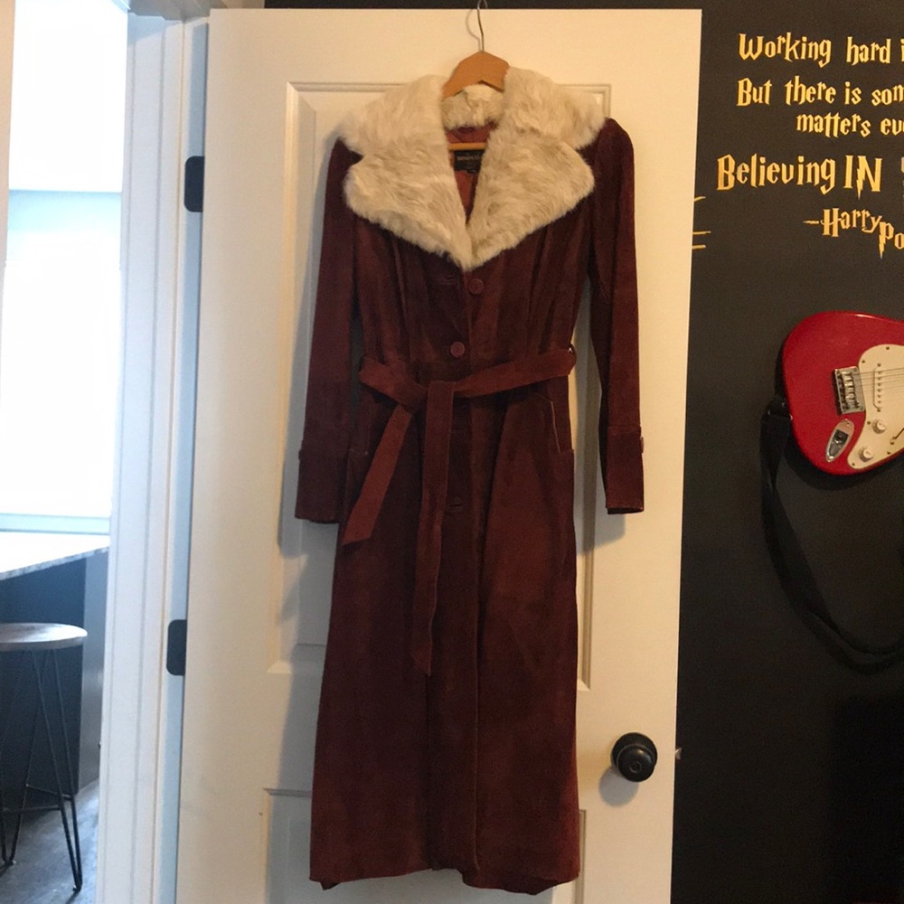 Retro long 100% leather/suede jacket.
